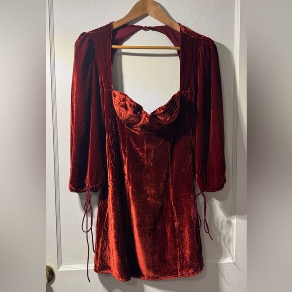NWT For Love & Lemons Nadine Velvet Mini Dress Size XS - Picture 10 of 10